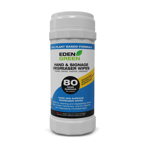 Hand and Signage Degreaser Wipes. Eden Green